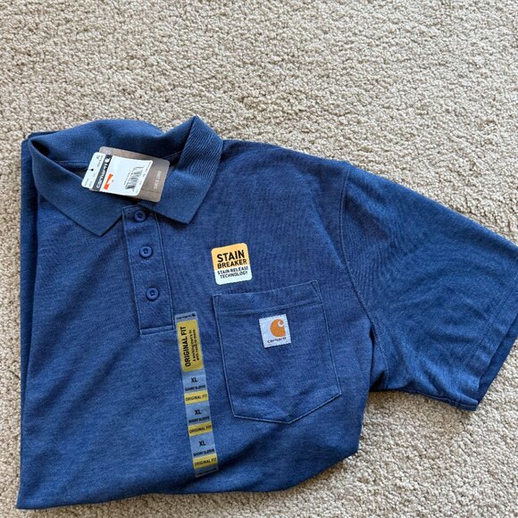 Mens CARHARTT POLO shirt NEW w/tags XL Regular Short Sleeve BLUE - Picture 7 of 7
